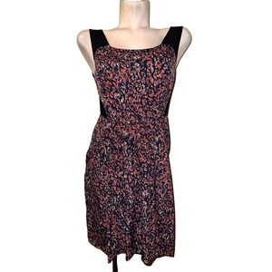 BCBGeneration Womens Abstract Print Mesh Panel Sheath Dress Multi Navy Size 4